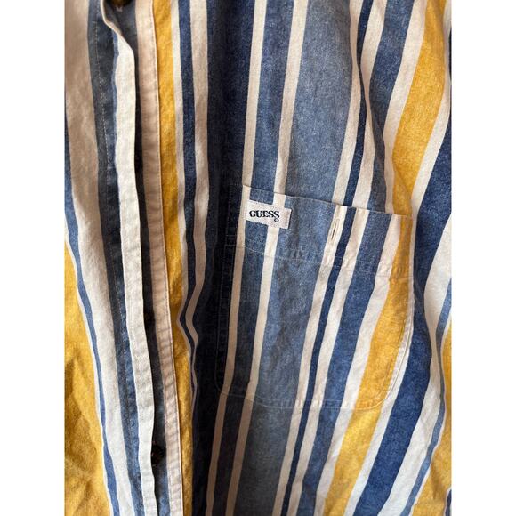 Vintage 90s Guess‎ Striped Button Up - Picture 2 of 5